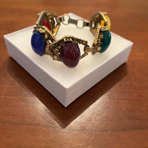 Vintage Gold-tone Multi-stone Bracelet - Picture 10 of 13